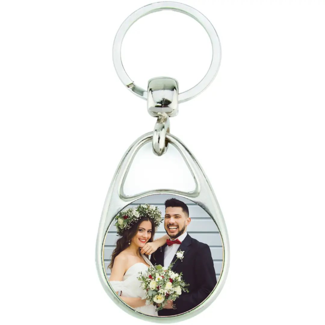 Runder Metall Hochzeitsschlüsselanhänger als Gastgeschenk Runder Metall Hochzeitsschlüsselanhänger als Gastgeschenk