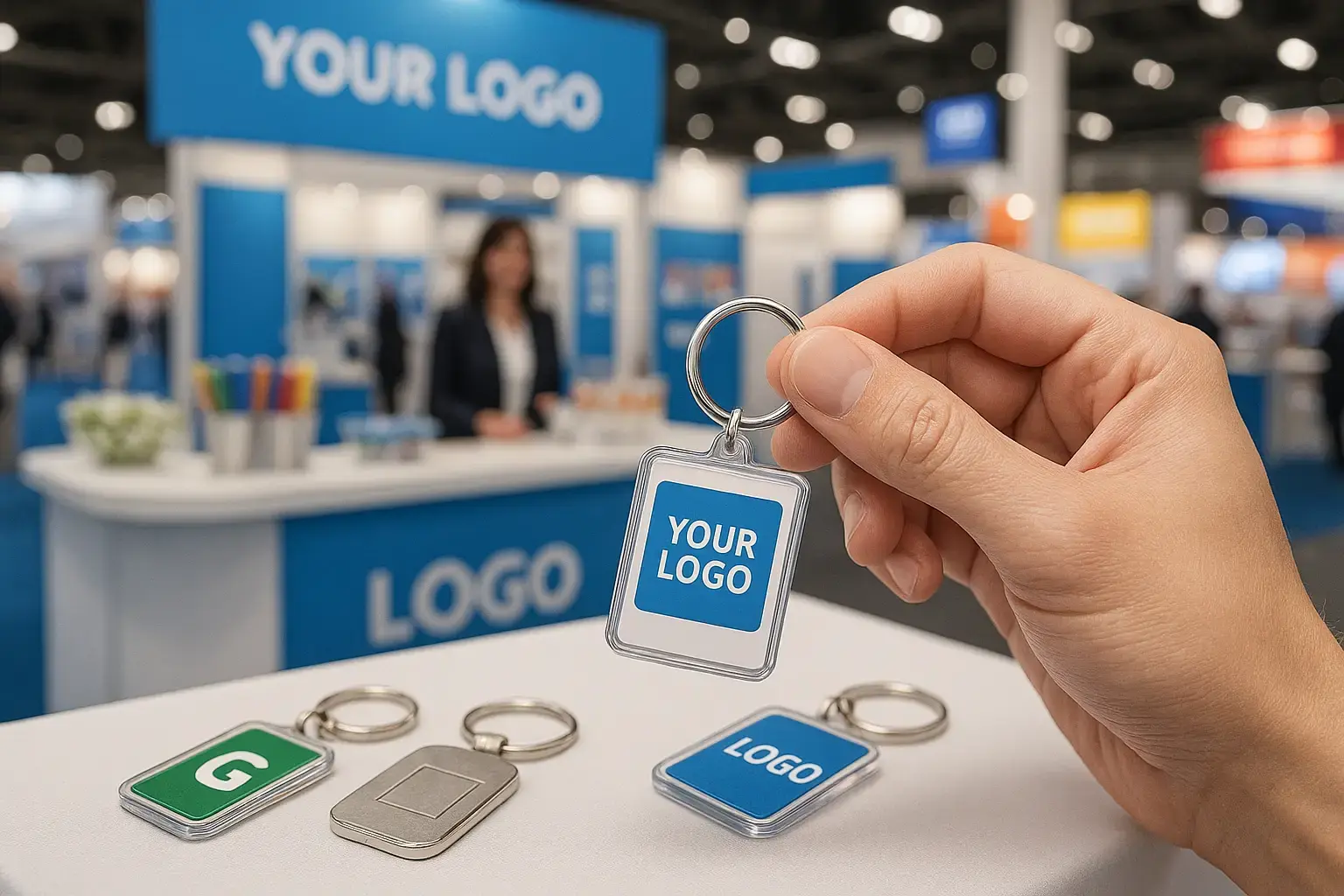 Schlüsselanhänger mit Logo als Messe-Giveaway