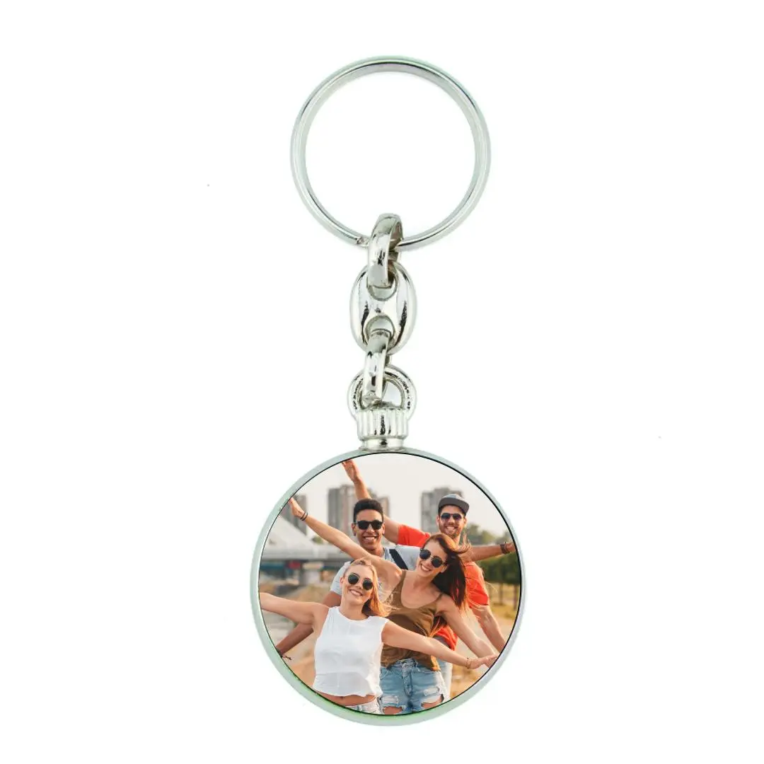 Runder Foto-Schlüsselanhänger aus Metall als Geschenk für Familie und Freunde