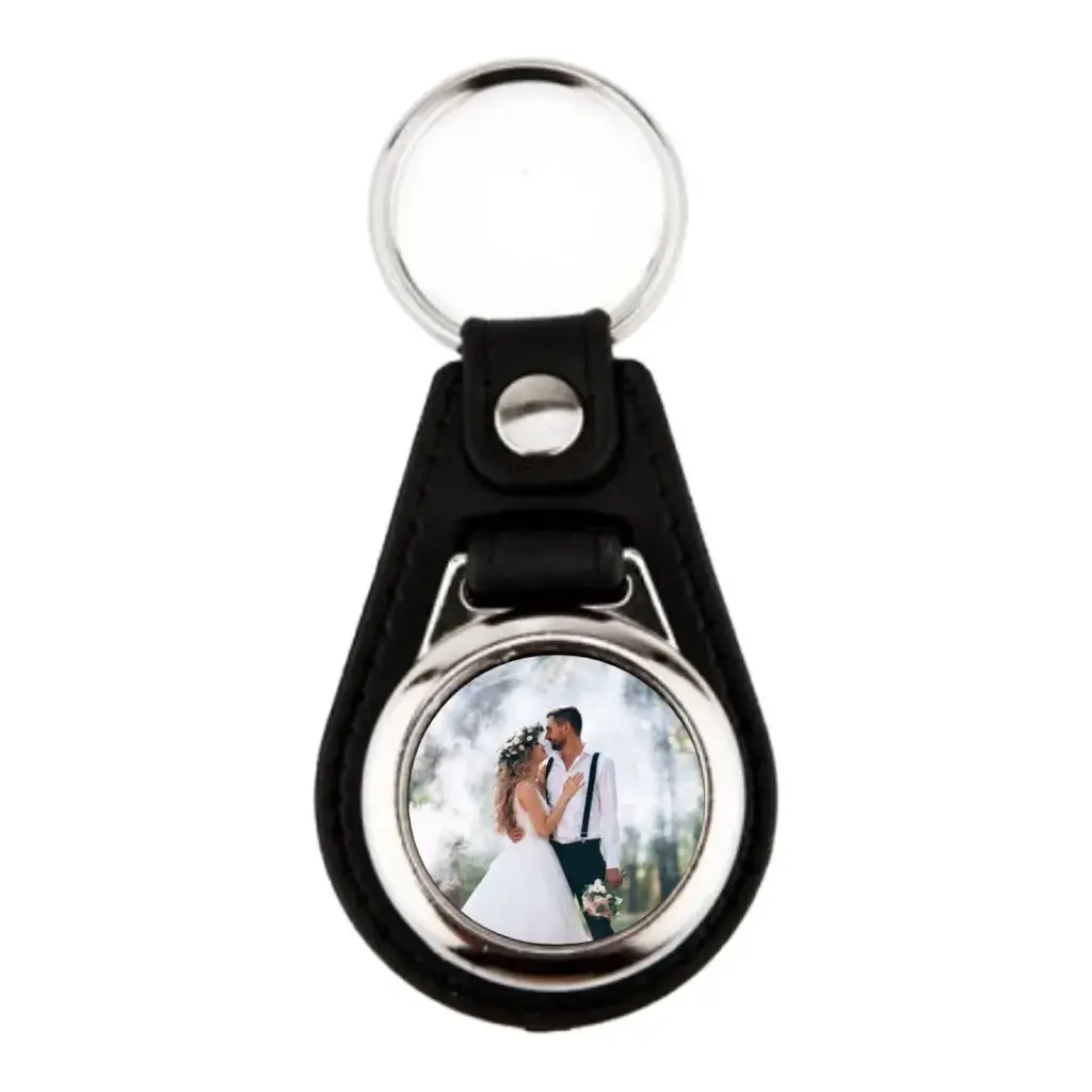 [4702-055790] Hochwertiger Schlüsselanhänger aus Kunstleder mit Logo/Foto (rund - 25 mm Ø)