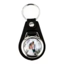 Hochwertiger Schlüsselanhänger aus Kunstleder mit Logo/Foto (rund - 25 mm Ø)