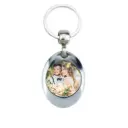 Ovaler Schlüsselanhänger aus Metall mit 2 Fotos (Ø 25 mm)