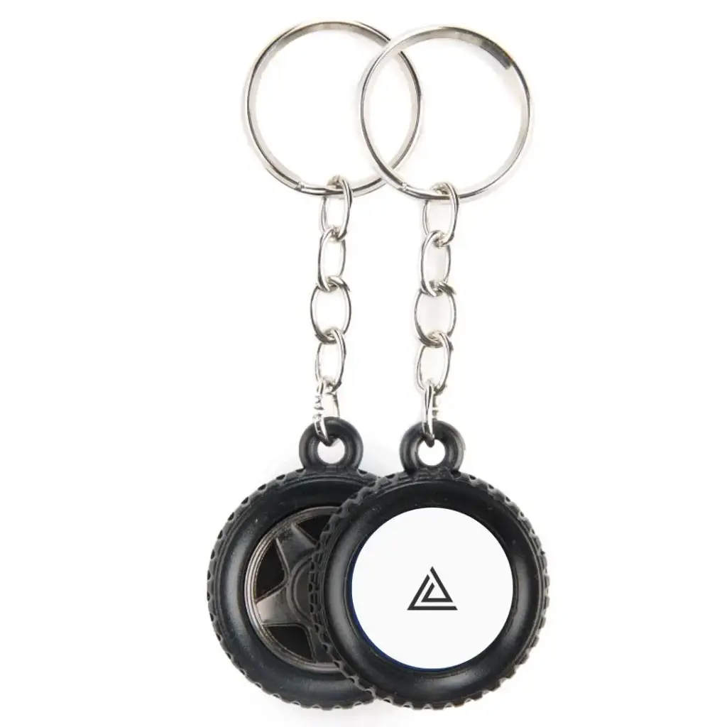 Foto-Schlüsselanhänger mit Autoreifen (Ø 25 mm)